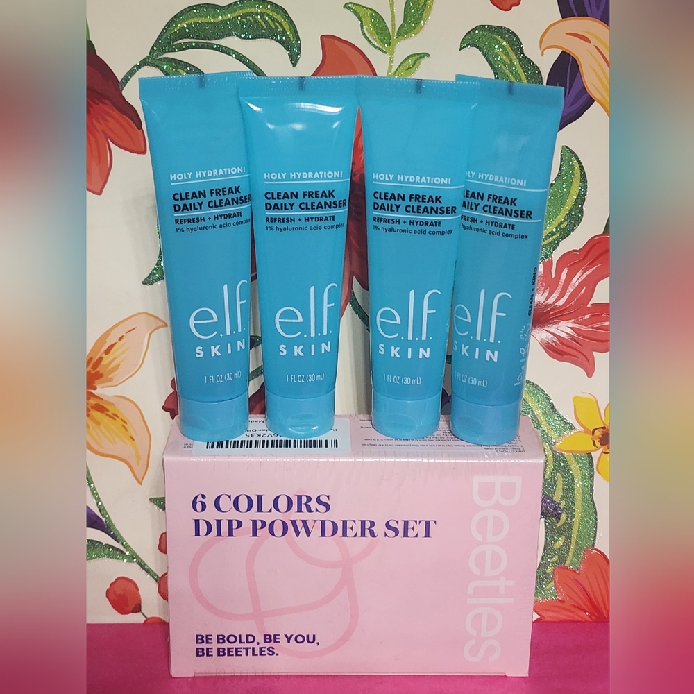 4 ELF Clean Freak Daily Cleanser and 6 Dip Nail Powder Set
